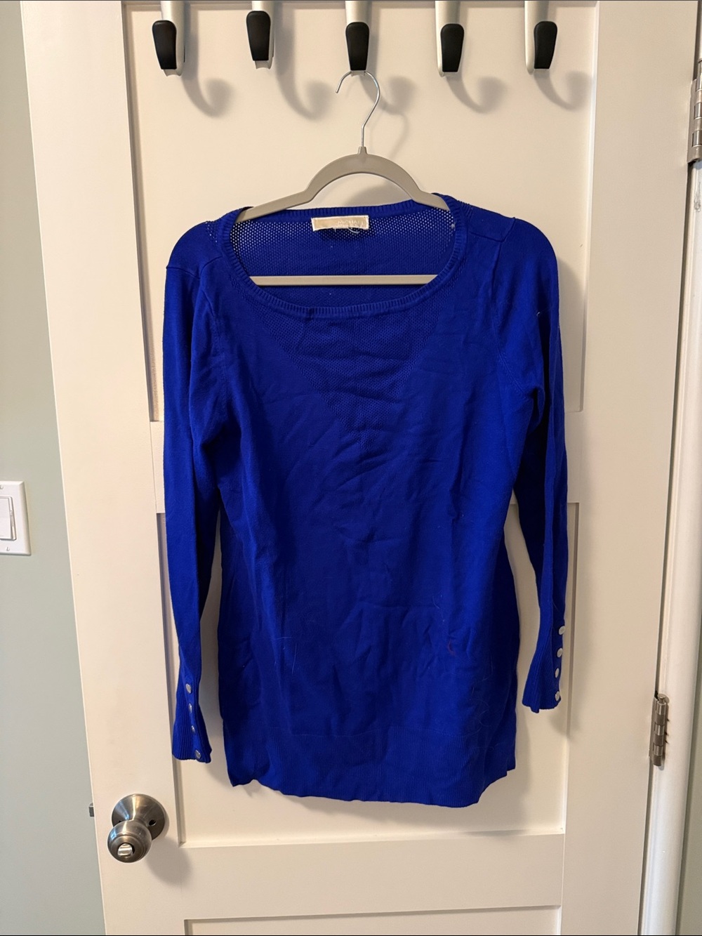 Michael Kors Cobalt Blue Long-Sleeve Scoop Neck Knit Top